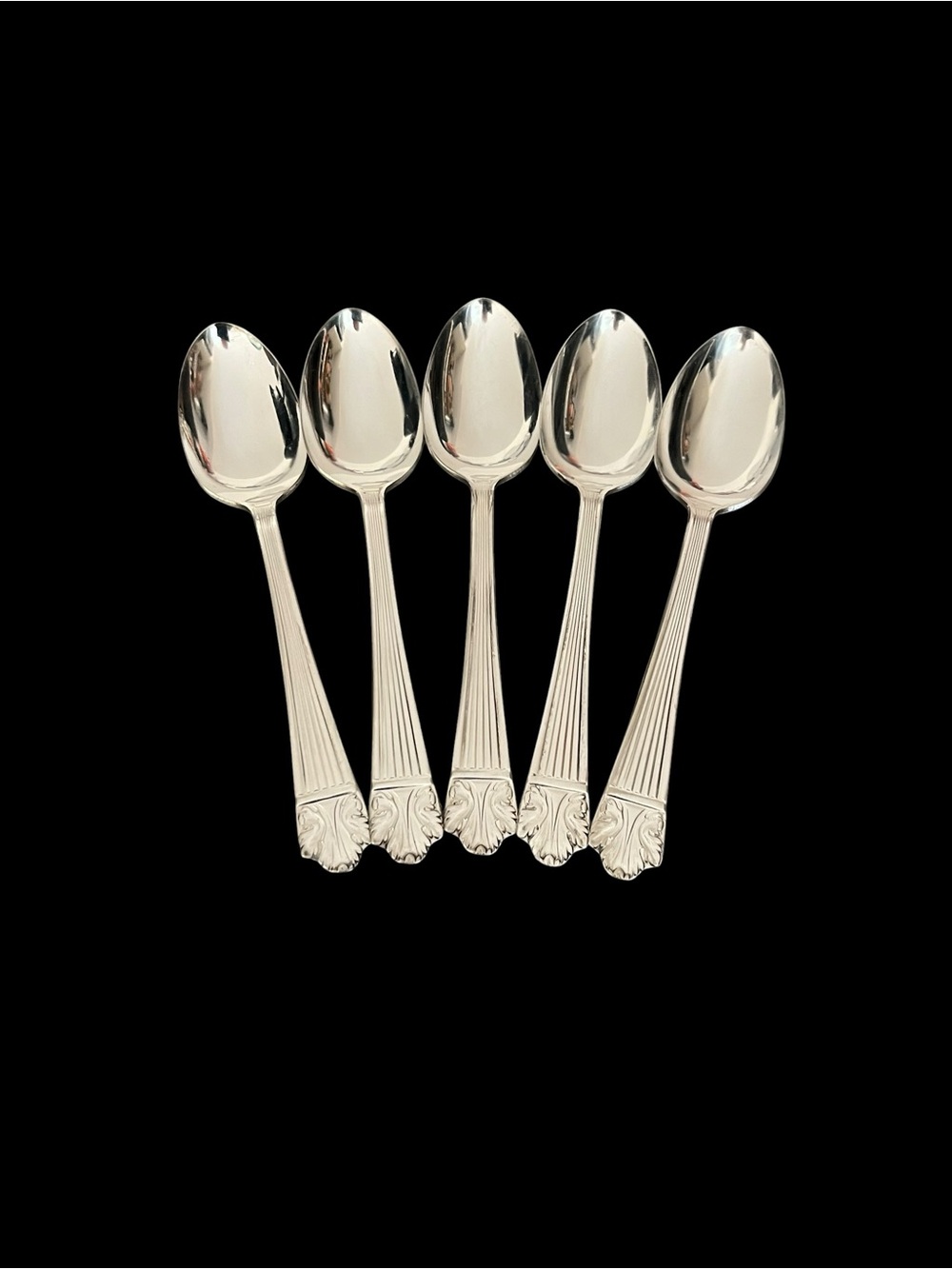 Vintage Lady Esther Design Silver Plate Set of 5 Teaspoons c 1935 Queen Esther